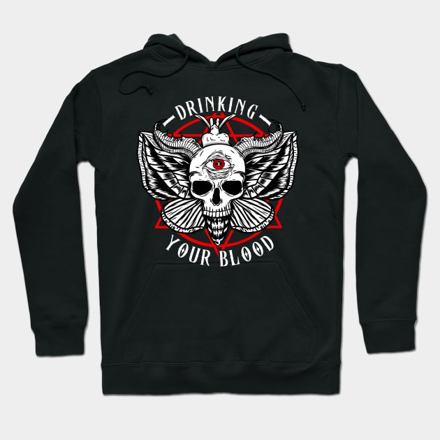 Drinking Your Blood - Satanic Vampire Moth T-Shirt Hoodie by biNutz